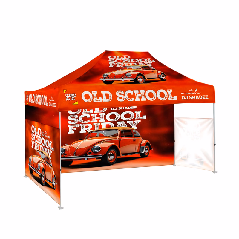 10'x15' Tent Canopy w frame, 2 side half + 1 long full wall