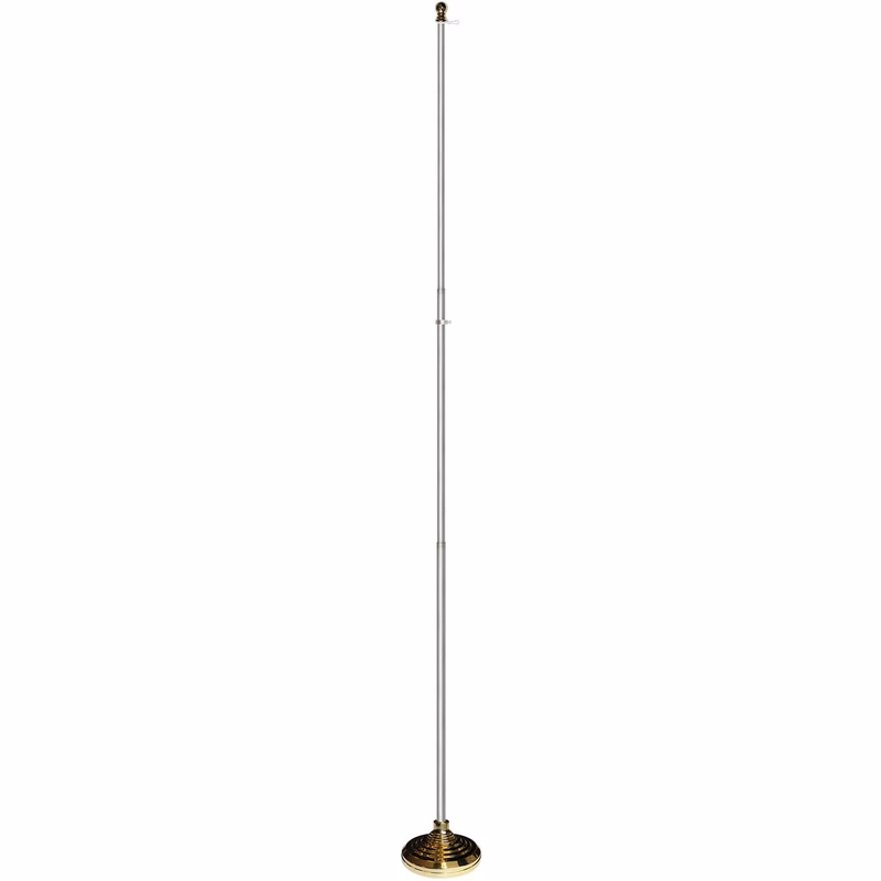 Indoor & Parade Telescopic Silver Pole And Base Kit - 8ft