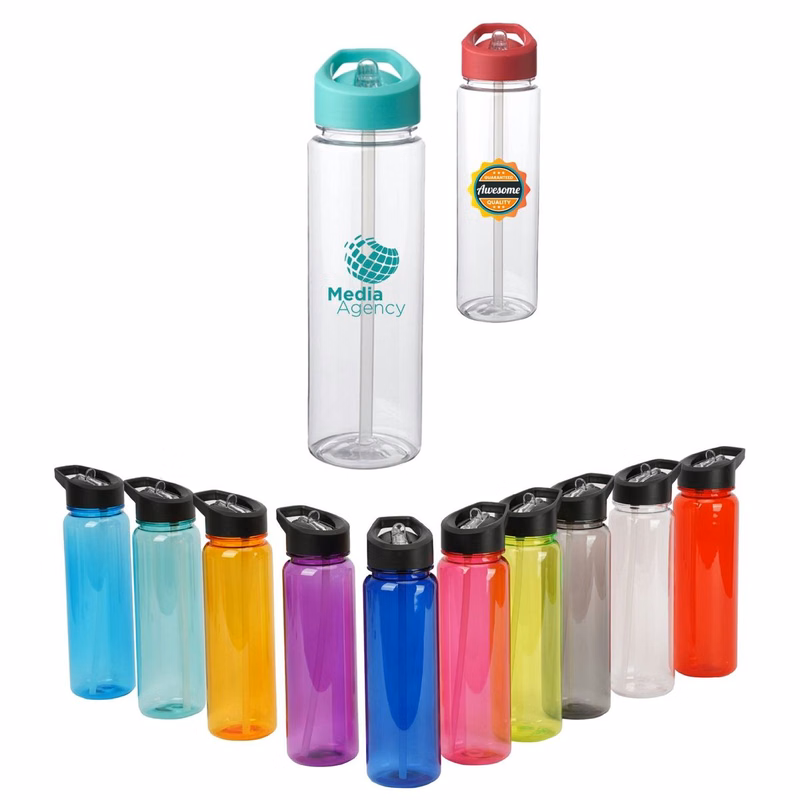 Accel 24 oz Plastic Bottle W/ Straw
