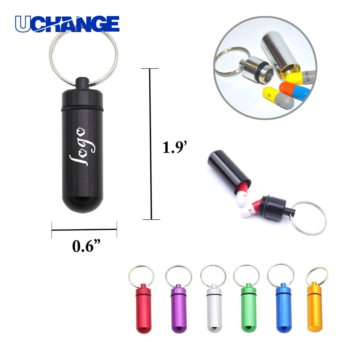 Mini Aluminum Pill Bottle Keychain 1
