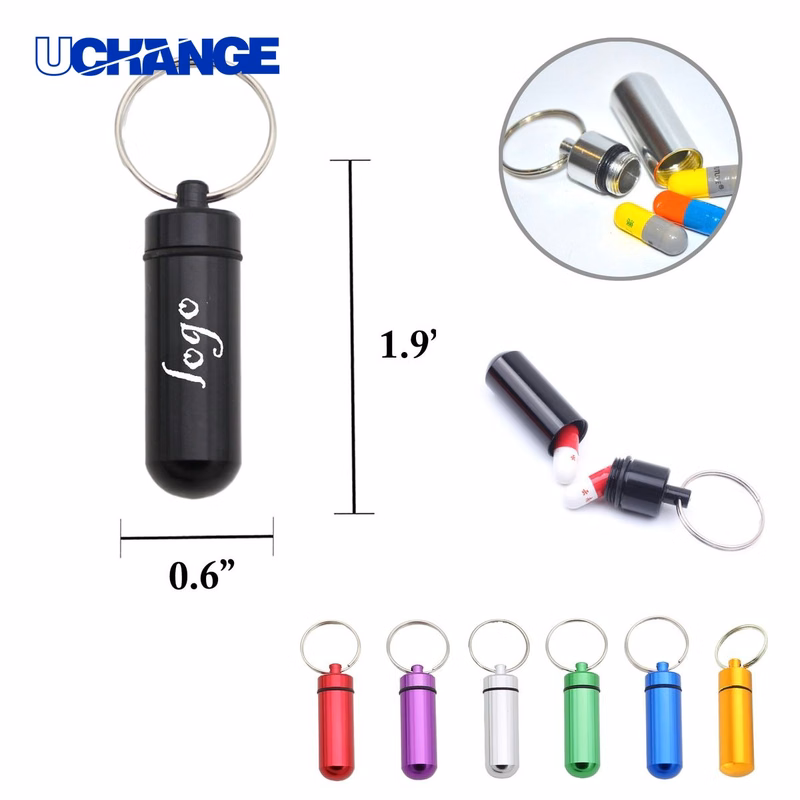 Mini Aluminum Pill Bottle Keychain