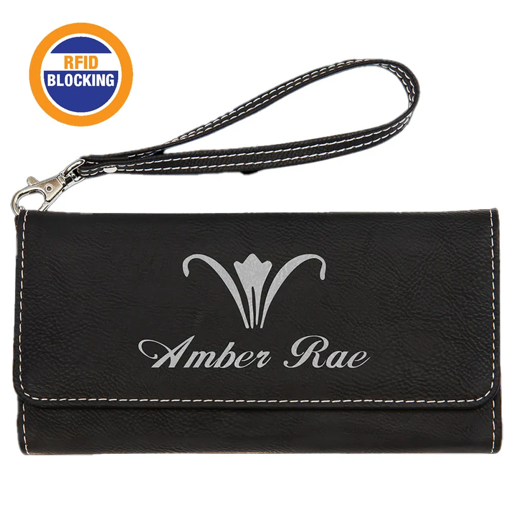 RFID Protected Black Leatherette Wallet with Strap 1
