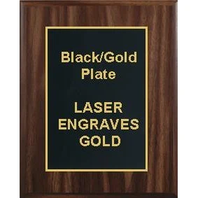10-1/2" x 13" Classic Walnut Finish Plaque with a Black Designer Plate 1