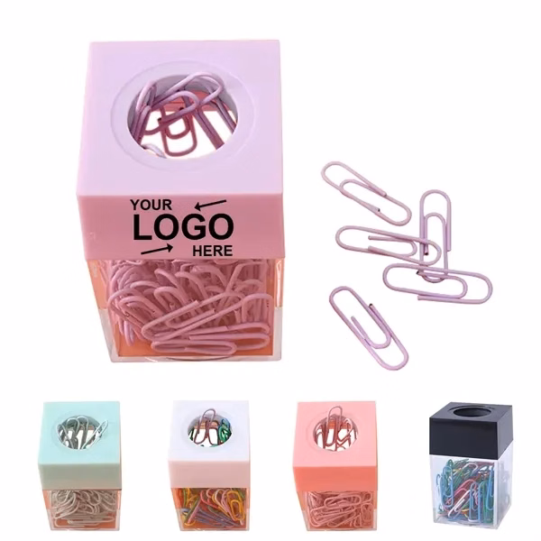 Custom Magnetic Plastic Paperclip Dispenser — Office Desk Organizer Gift