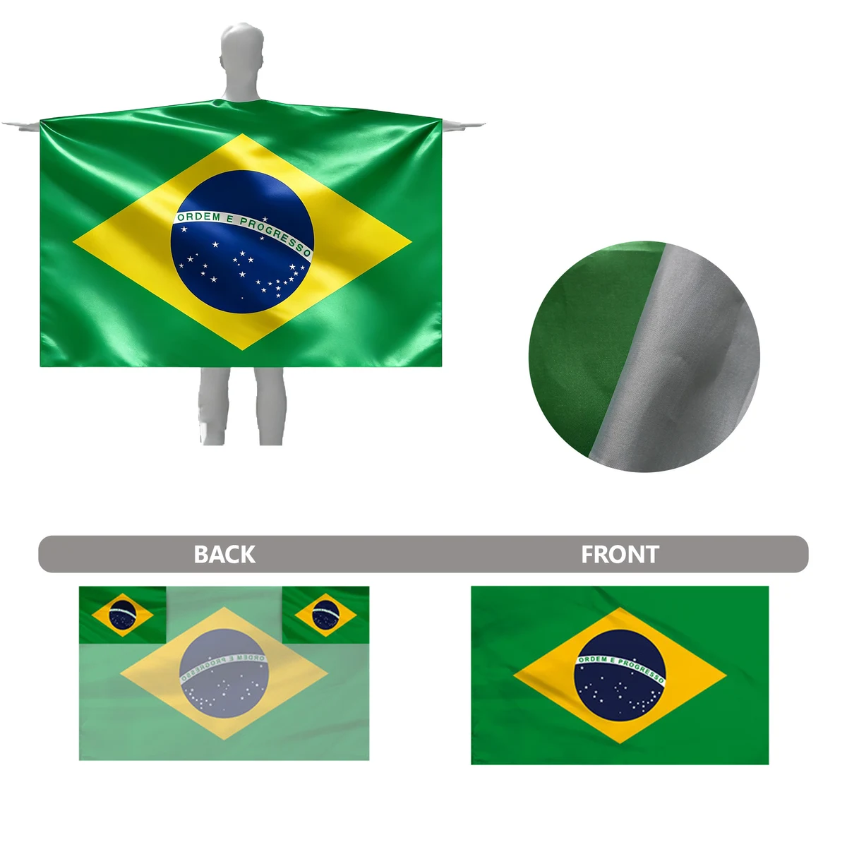 Custom Polyester Capes & Cloaks with Brazilian Flag Prints 1
