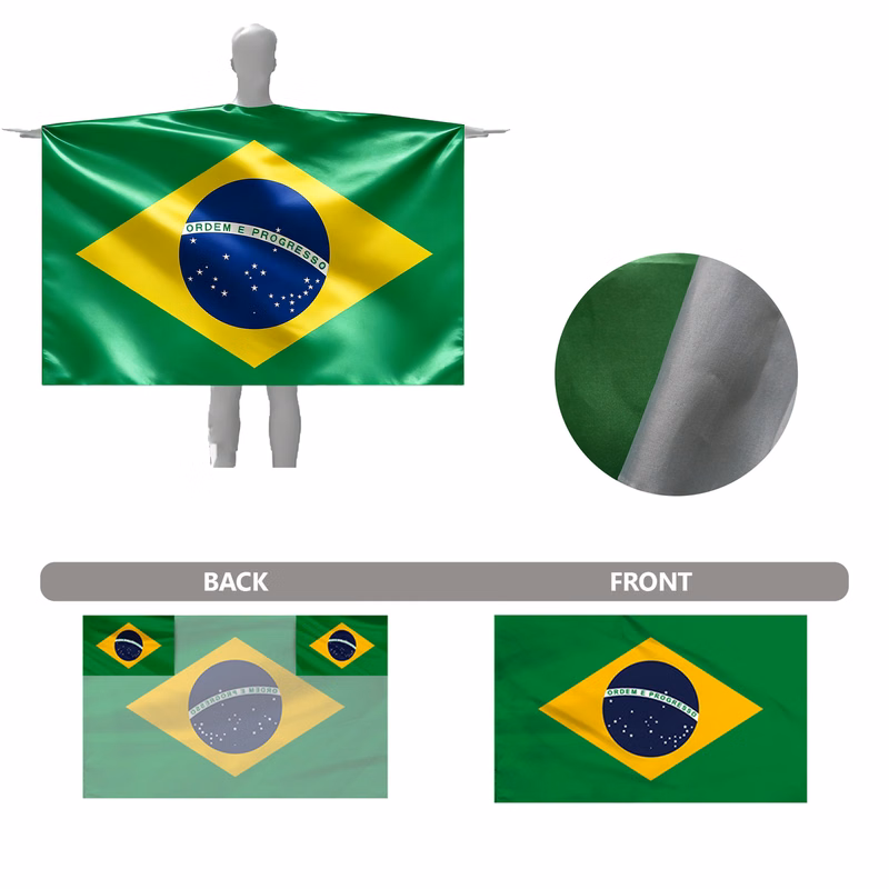 Custom Polyester Capes & Cloaks with Brazilian Flag Prints