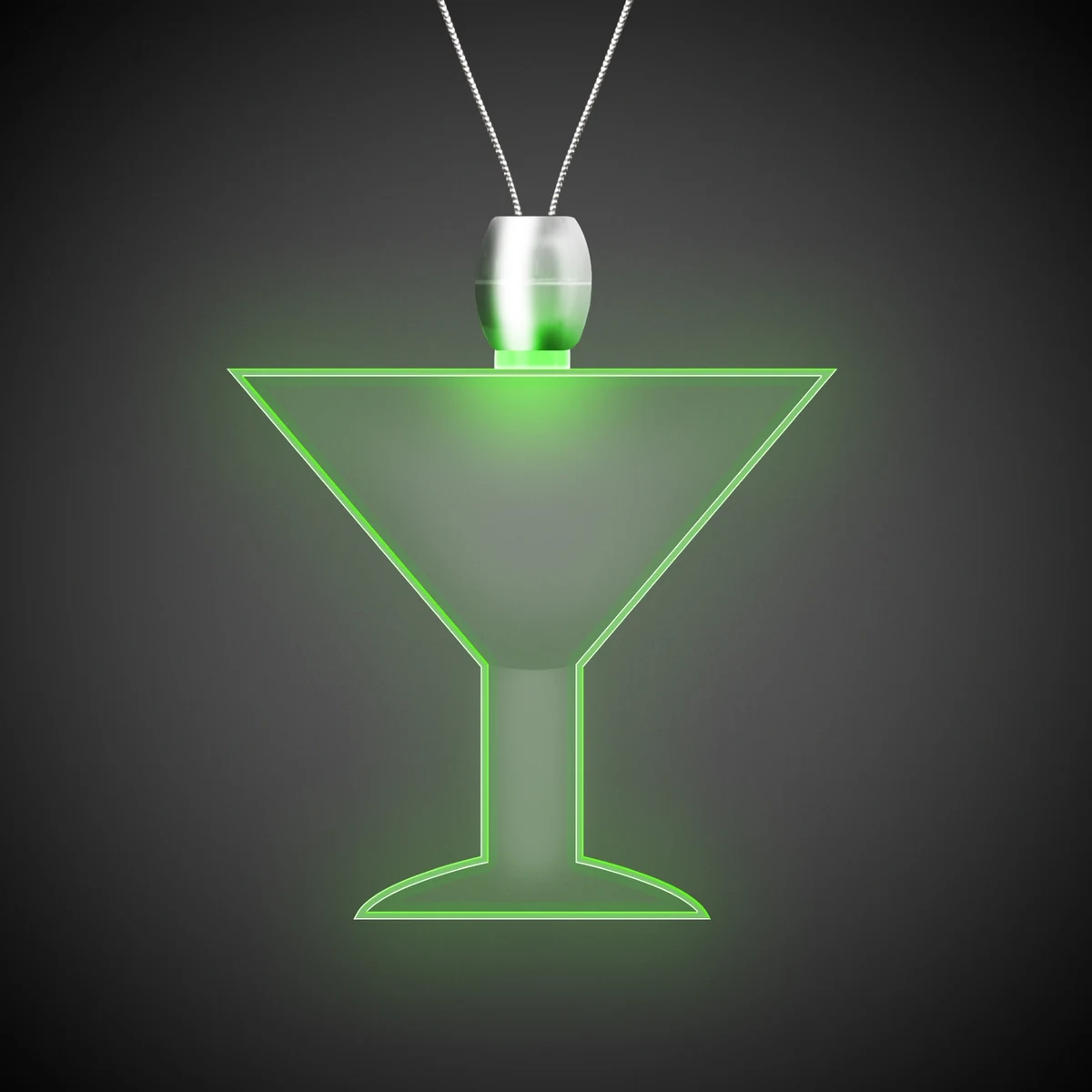 Martini Glass Green Light-Up Acrylic Pendant Necklace 1