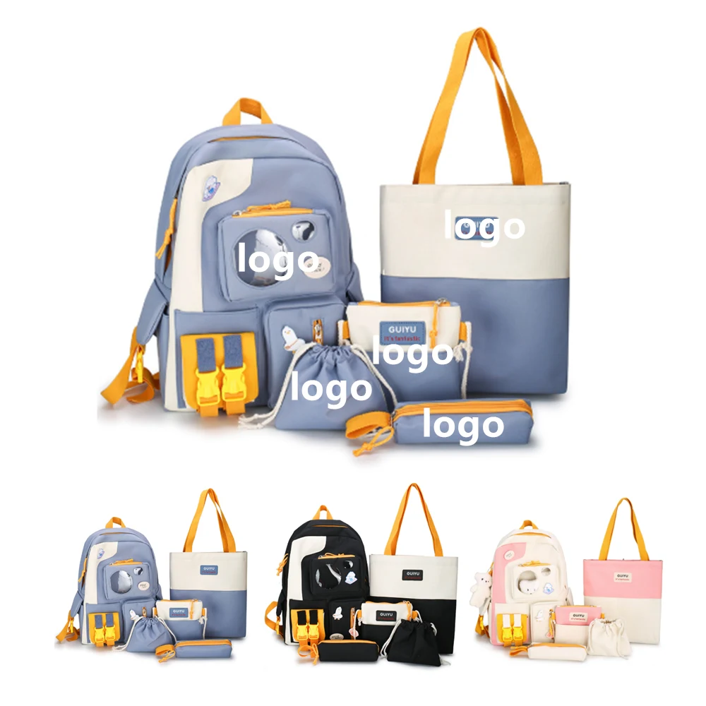 5PCS Set Premium Canvas School Backpack 1