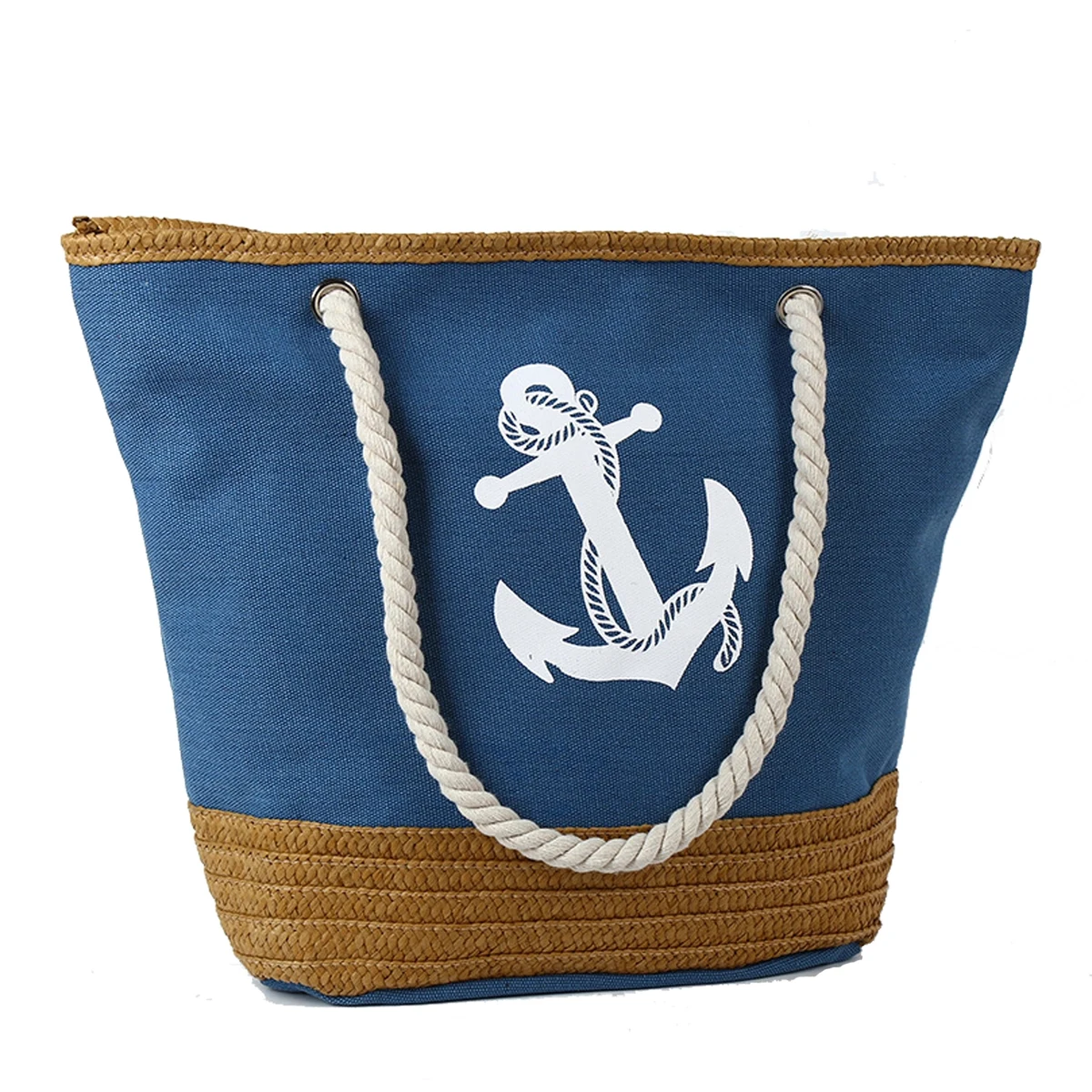 Canvas Straw Woven Large Capacity Bag, custom tote bag with logo imprint 1