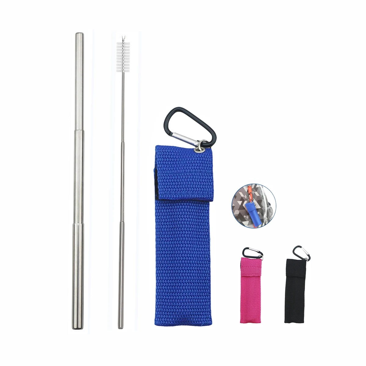 Stainless Steel Telescopic Straw with Pouch 1