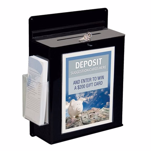 Locking Wall Hanging Entry Box with Sign Holder & Brochure Pocket