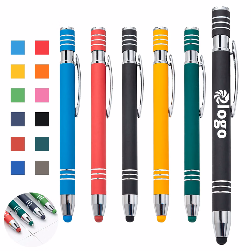 2 in 1 Retractable Metal Ballpoint Pens With Stylus