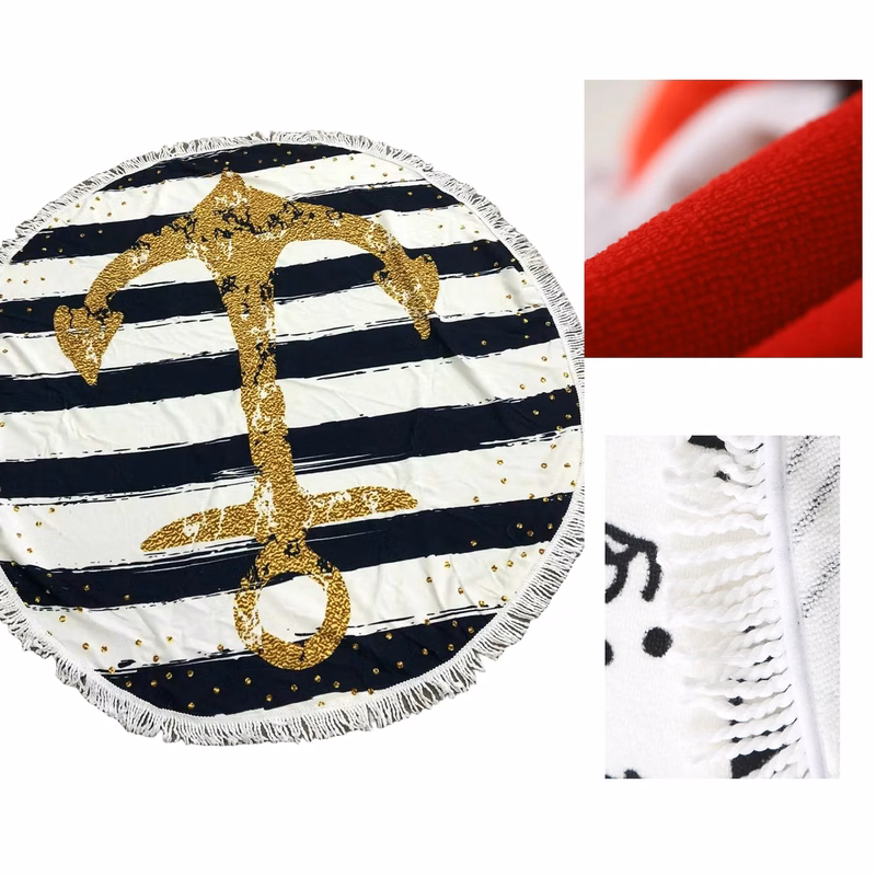 MOQ50 Round Gradient Beach Towel With Tassel
