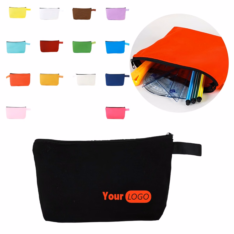Zippered Thickened Canvas Makeup Bag/Pencil Case