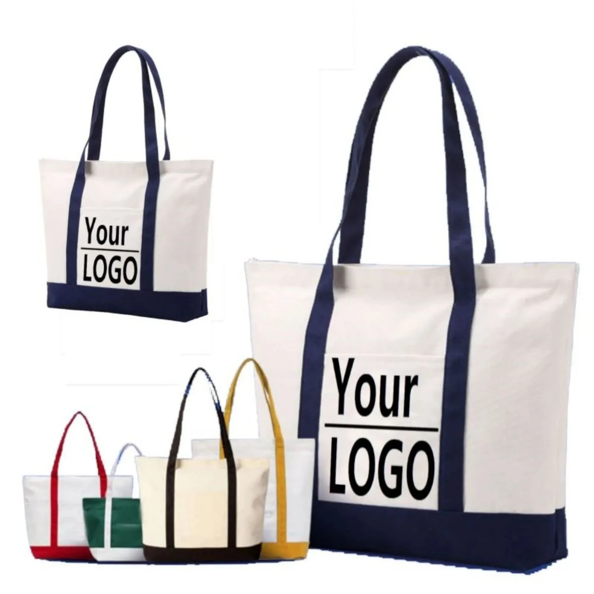 Portable Large Capacity Canvas Tote Bag, custom tote bag with logo imprint 1