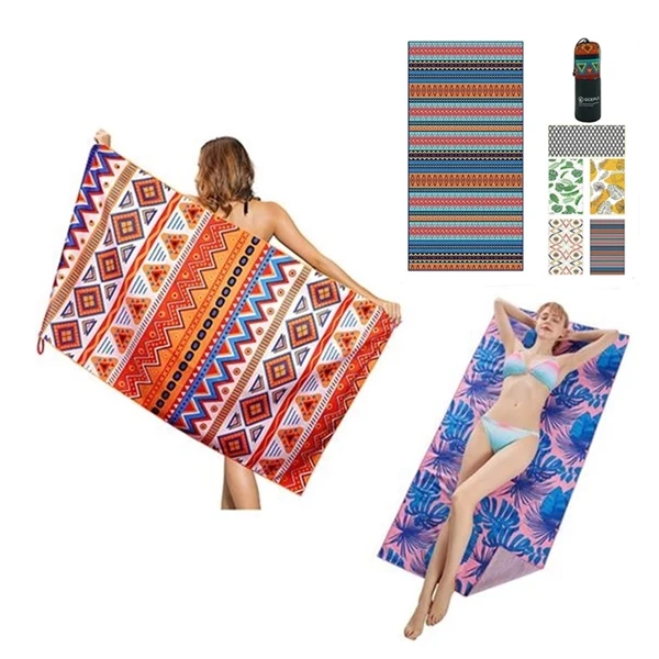 Full Color Imprint Quick Dry Micro Fiber Beach Blanket Towel 1