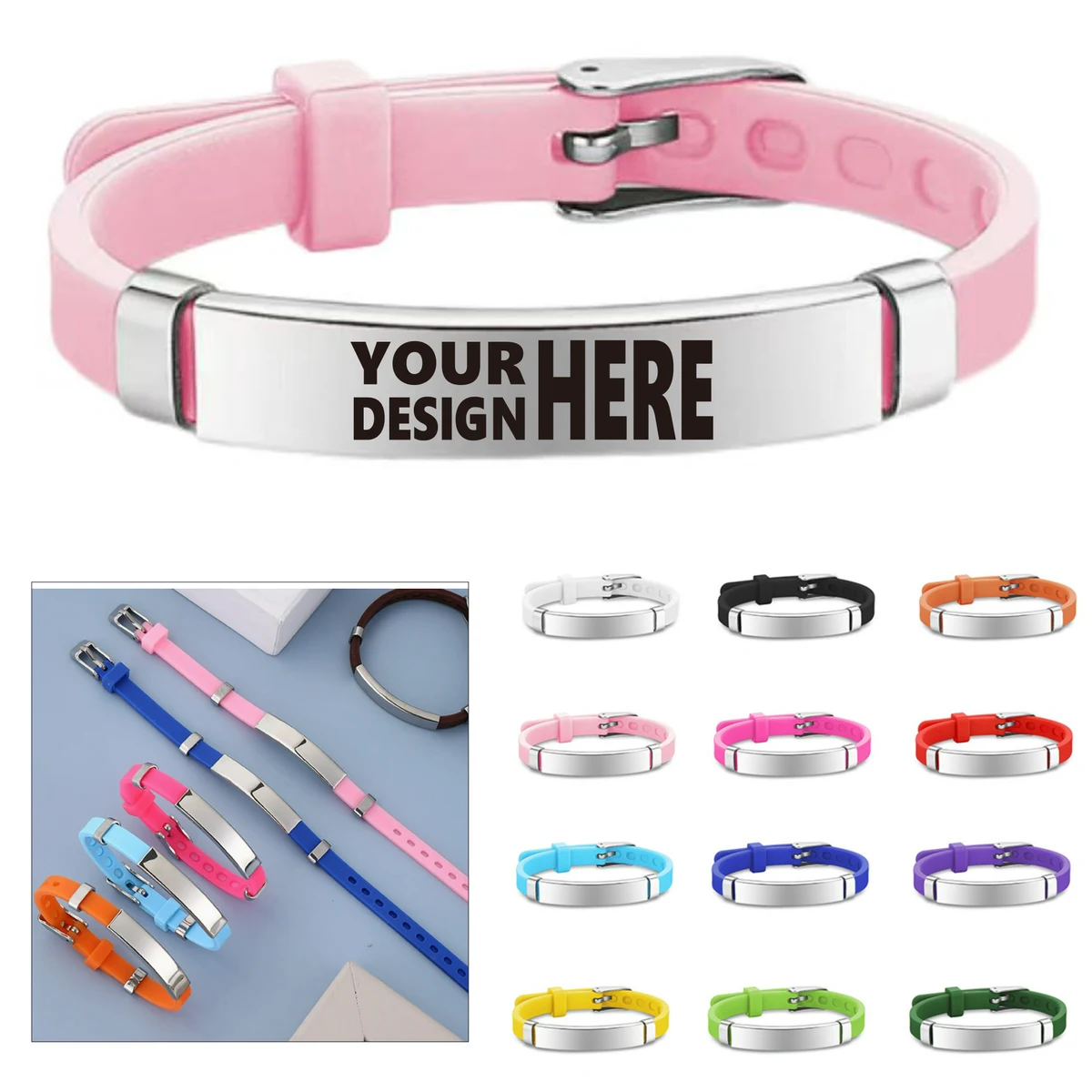 Glossy Silicone Bracelet with Stainless Steel 1