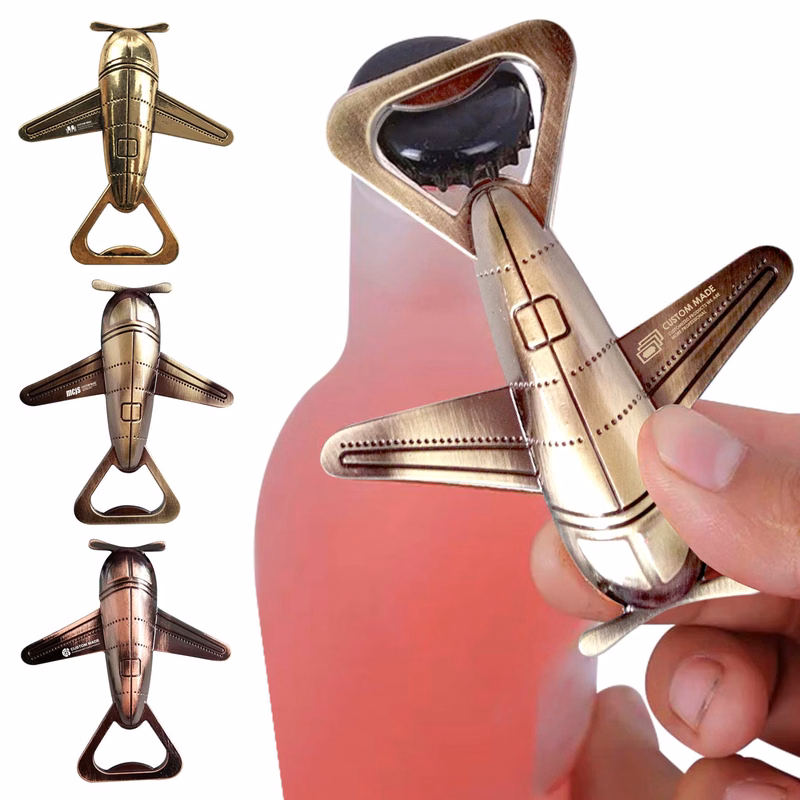 Travel Themed Classic Brass Color Metal Vintage Airplane Bottle Opener