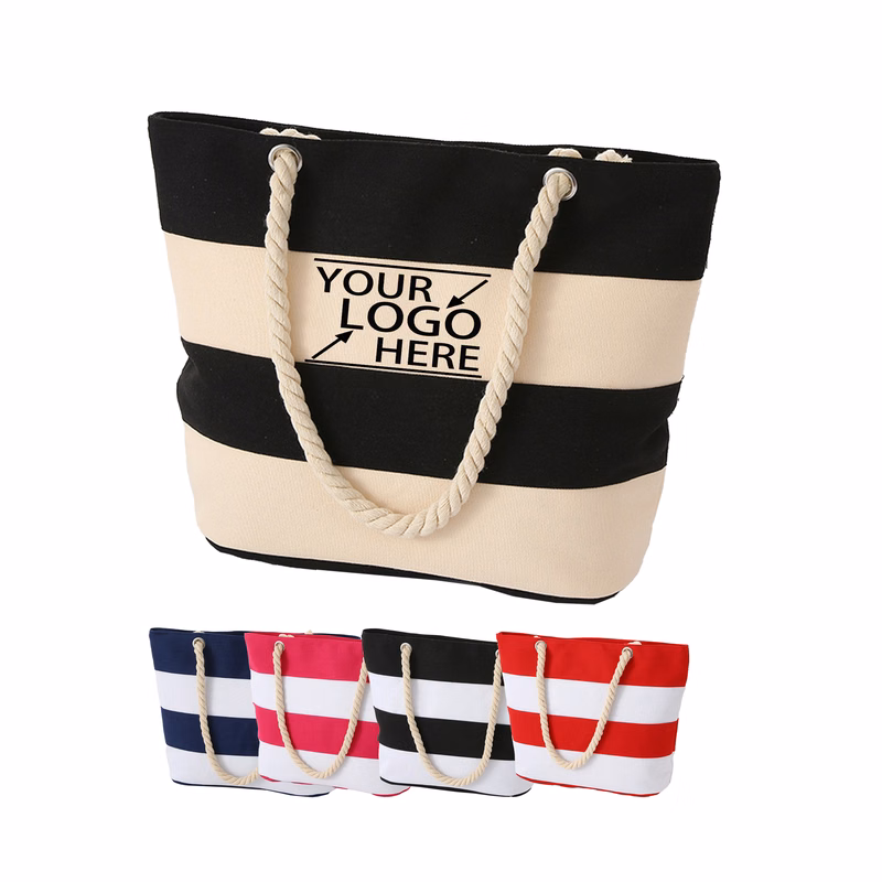 Hemp Rope Stripe Canvas Tote