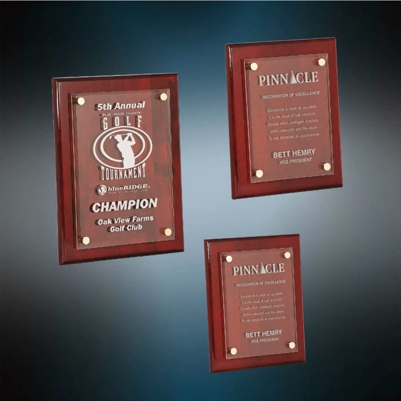 Rosewood Piano Finish Floating Acrylic Plaque - Large