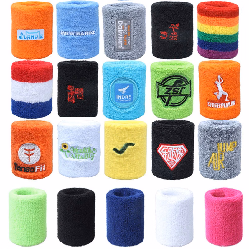 Polyester Durable Washable Sweatband Wristbands Sports Wrist Sweat Bands