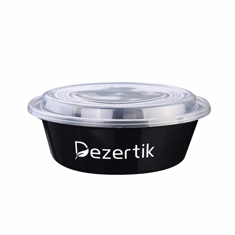 Black Round Plastic Take-out Food Container