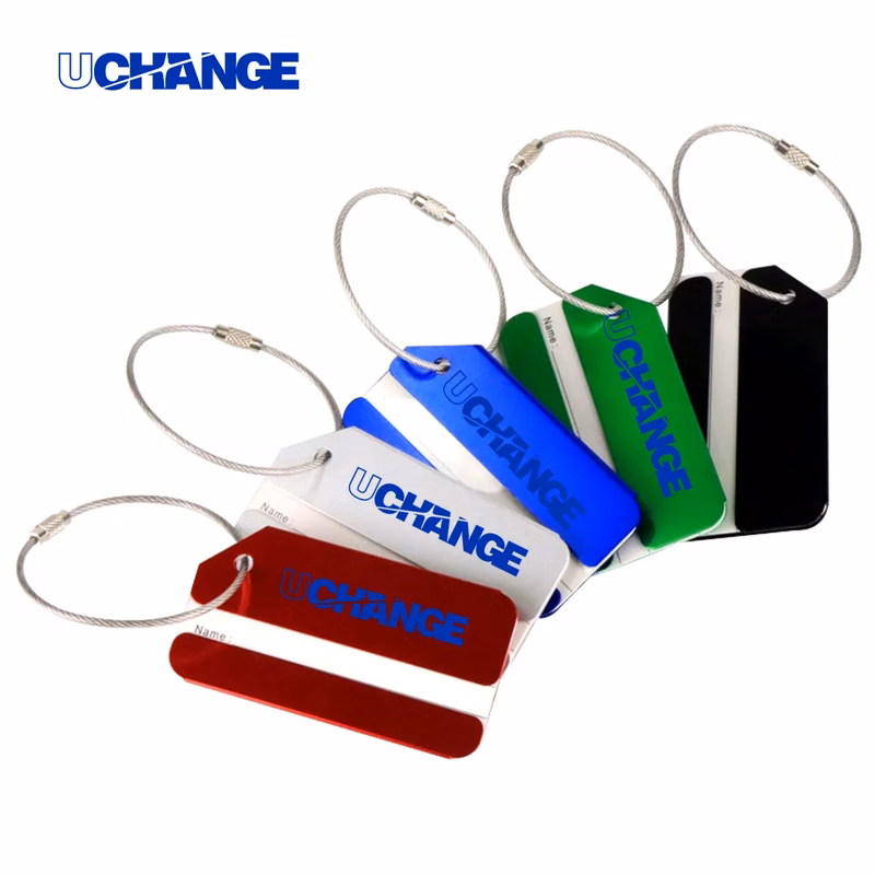 Anodized Aluminum Luggage Tag With Steel Cable Loop