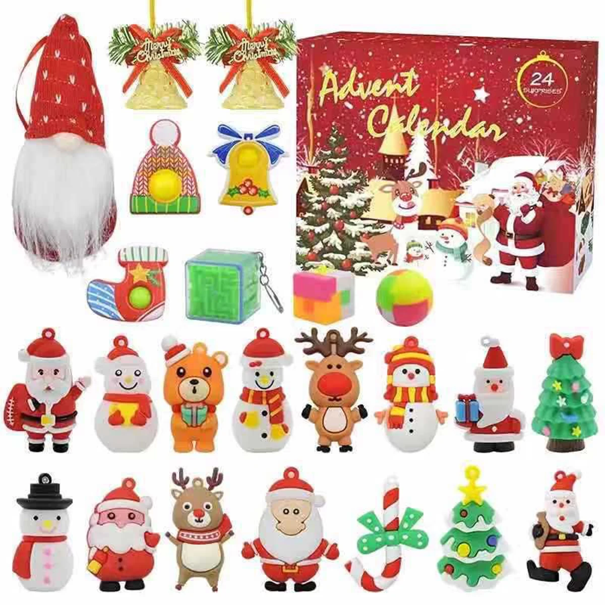 24 Days Christmas Advent Calendar W/Pendants 1