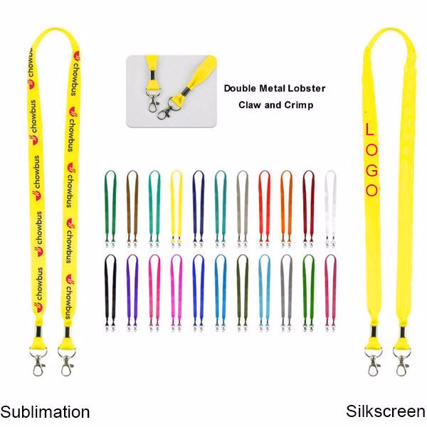 3/4" Double Open-ended Lanyard W/ Non-Swivel Lobster Claw (Sublimation)