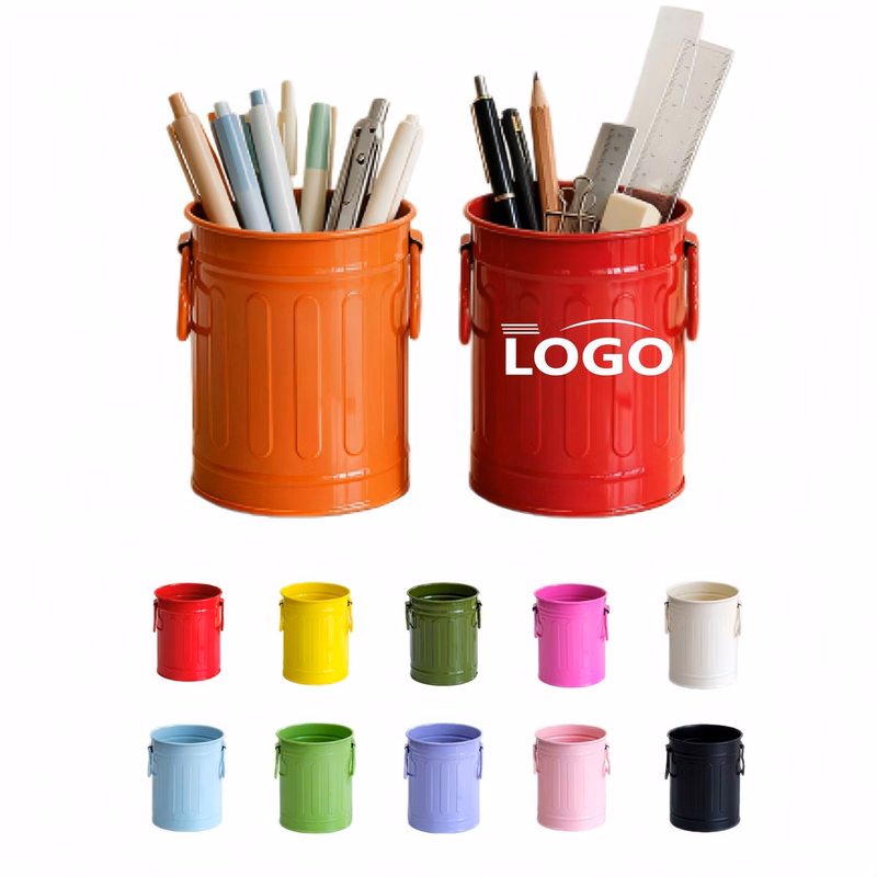 MOQ20 Colorful Metal Mini Bucket Desk Organizer