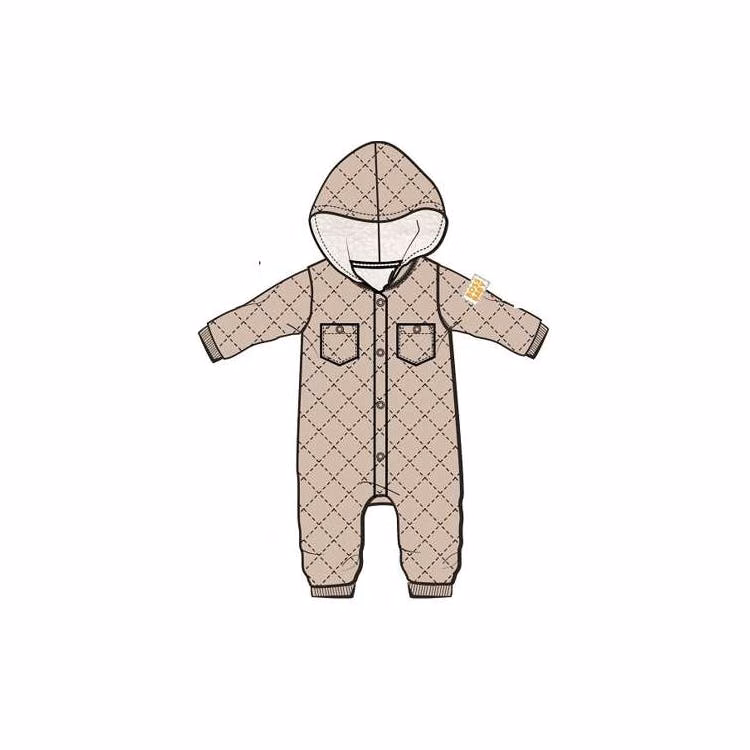 Newborn Quilted Romper Brown 0-9M