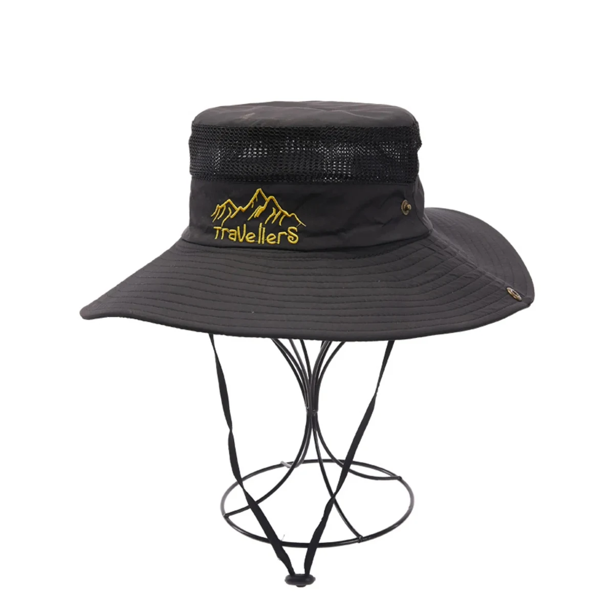 Outdoor Fishing Embroidery Wide Brim Bucket Hat 1