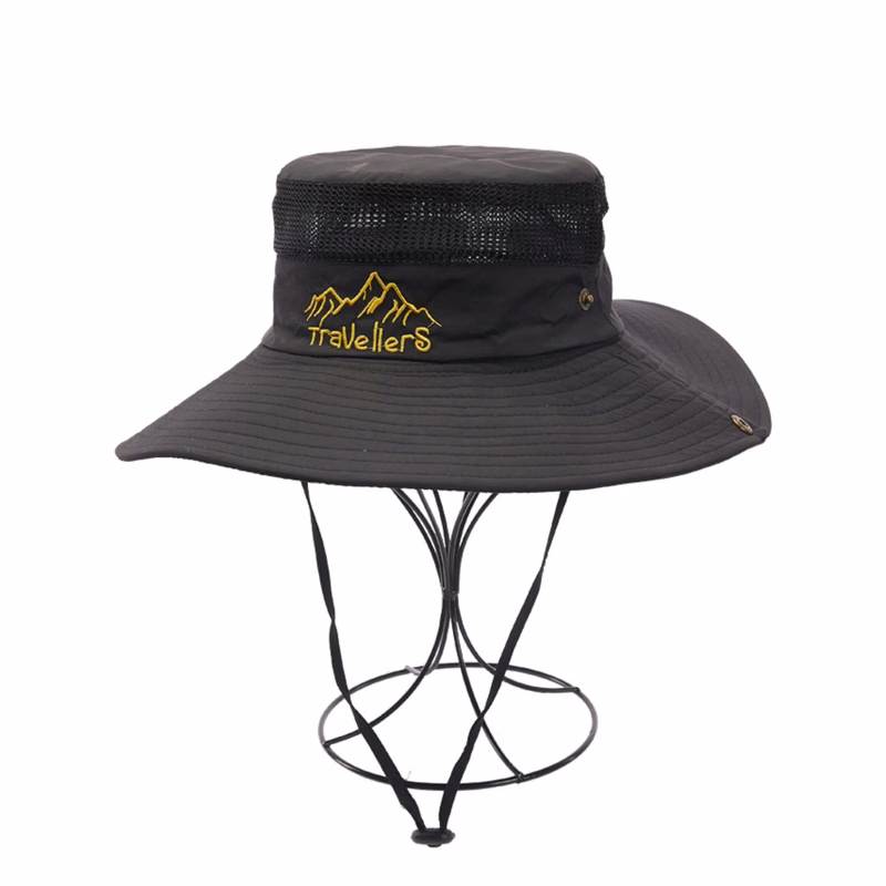 Outdoor Fishing Embroidery Wide Brim Bucket Hat