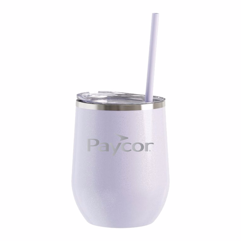 12 Oz. Glitter Lilac Maars Bev Steel Stainless Steel Wine Tumbler
