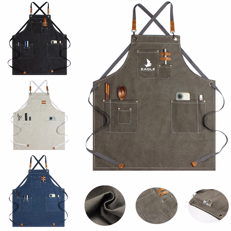 Adjustable 100% Cotton Work Apron Unisex With Modern Cross