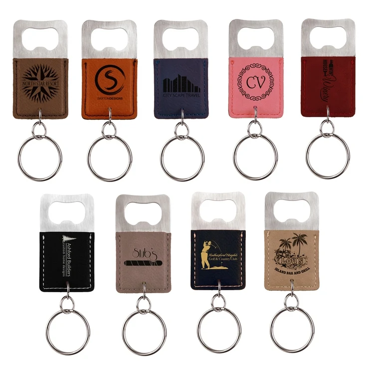 Sleek Leatherette Bottle Opener Keychain 1