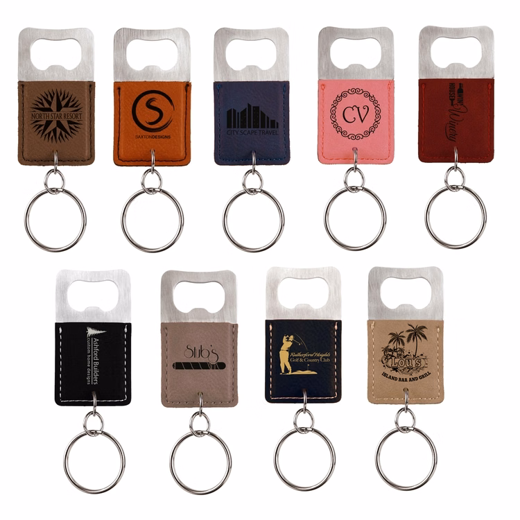 Sleek Leatherette Bottle Opener Keychain