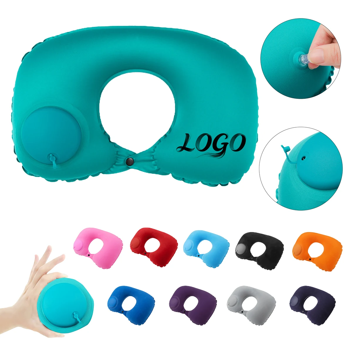 Portable Press Activated Self Inflating Neck Pillow 1