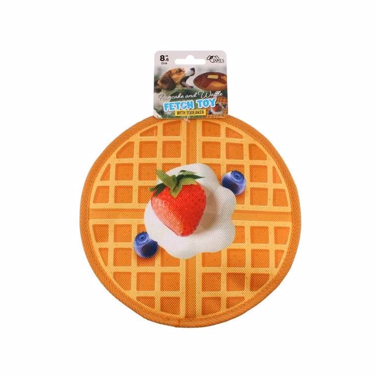 Pancake & Waffle Dog Fetch Toy with Squeaker