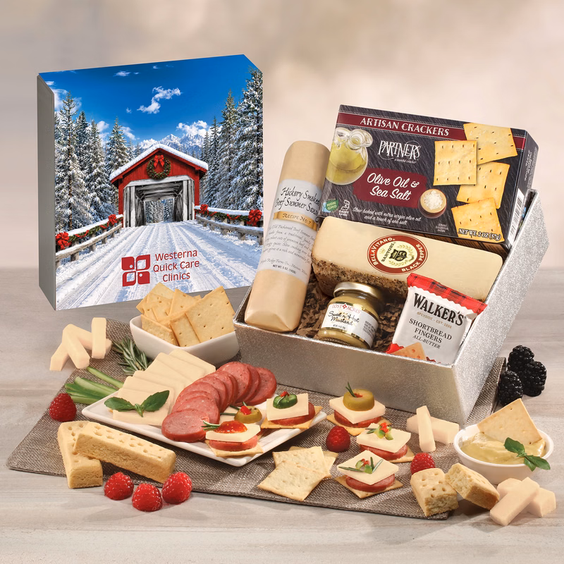 Snack Lover's Gift Box with Snow-covered Bridge Sleeve