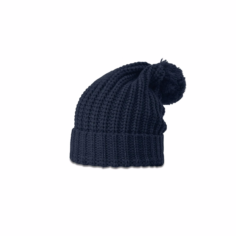  Chunk Cable Beanie with Cuff & Pom