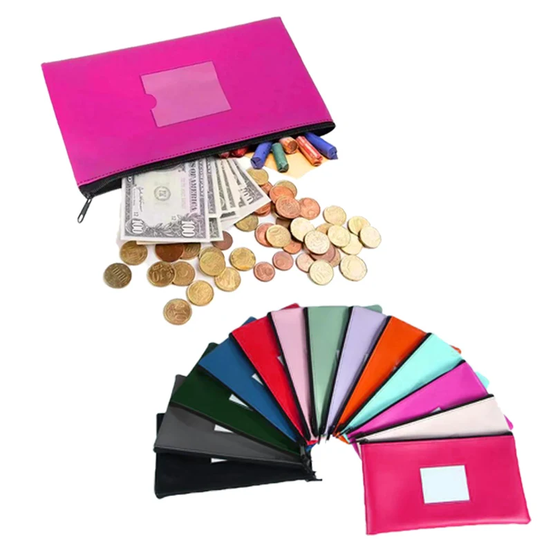 Leather Money Bank Bag with Clear Window 1