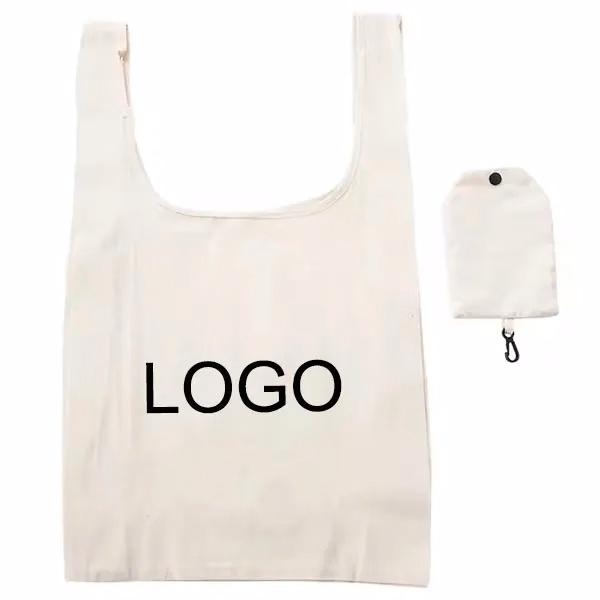 Foldable Cotton Shopping Tote In Clip Bag