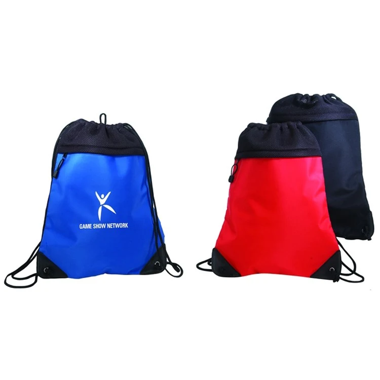 Tri-Mesh Drawstring Tote Bag with Micro Fiber Front 1