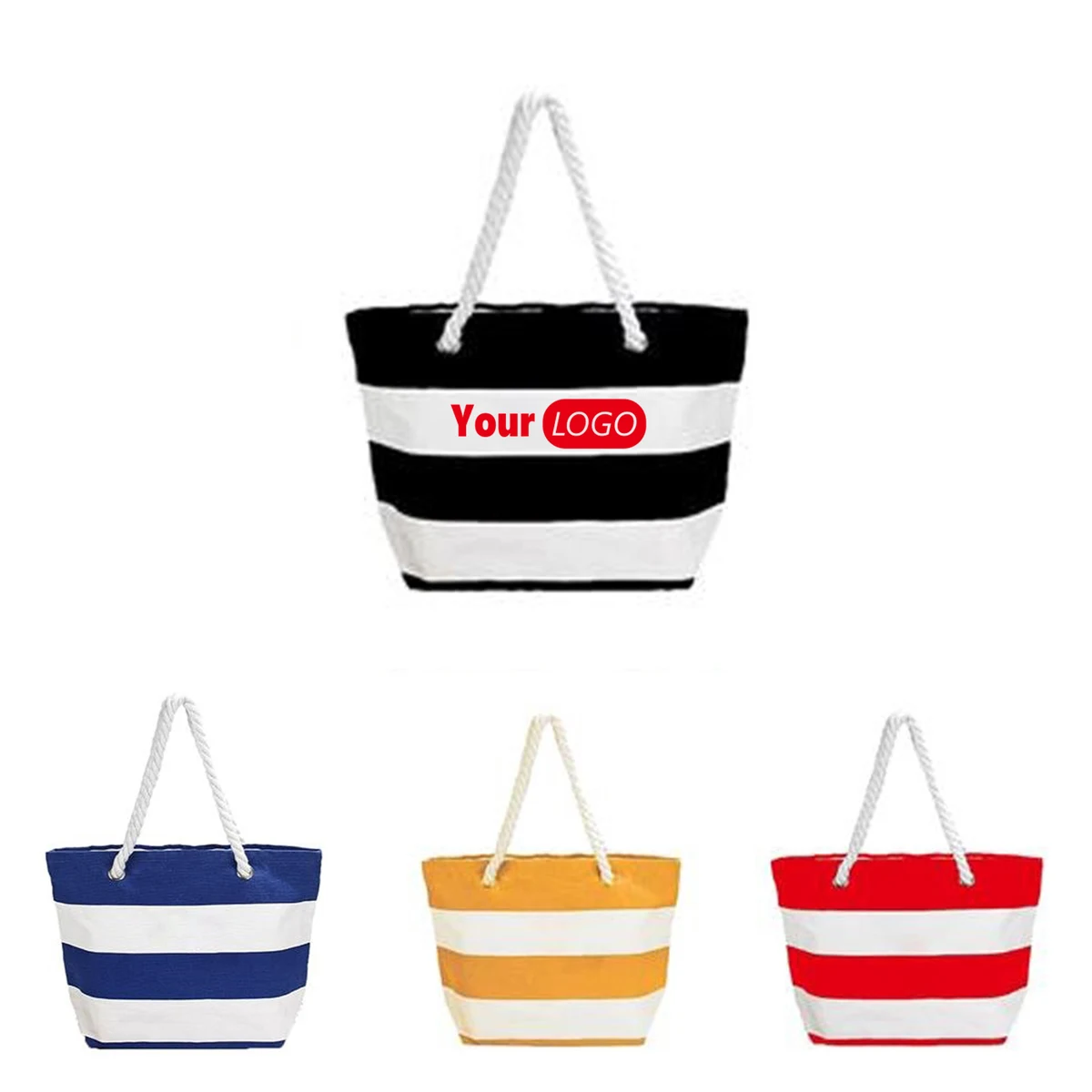 Large Capacity Beach Canvas Tote Bag, custom tote bag with logo imprint 1