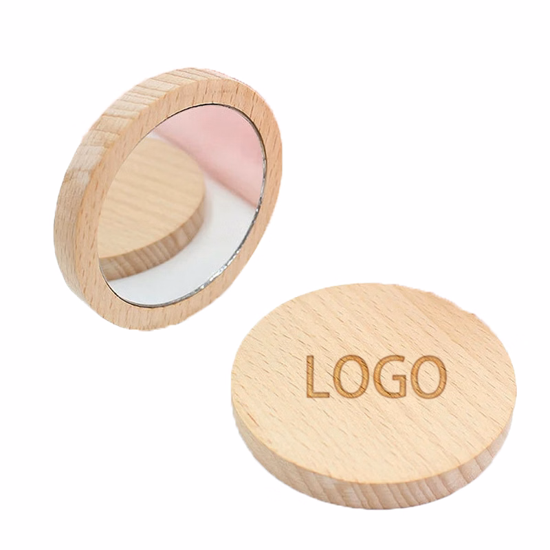 Wooden Pocket Makeup Mirror