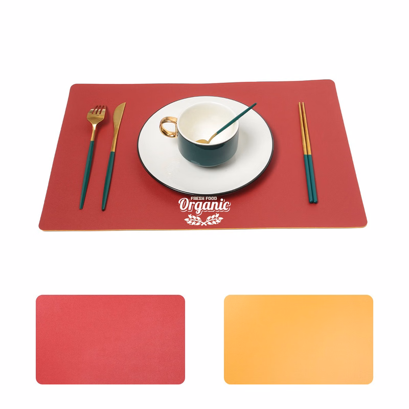 Waterproof Textured PVC Leather Dining Mat