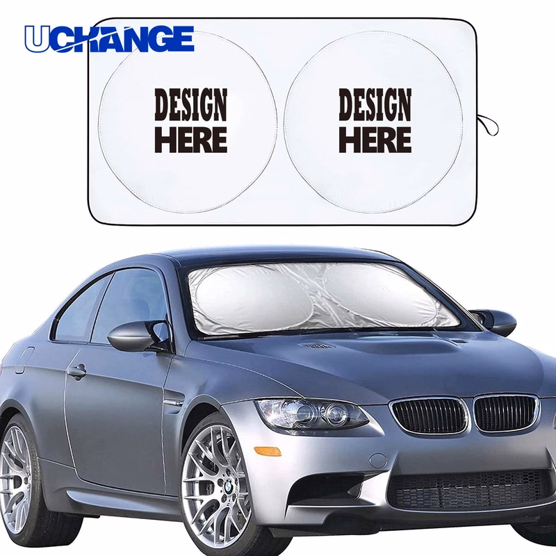 Foldable Double Circle Car Sunshade with Pocket
