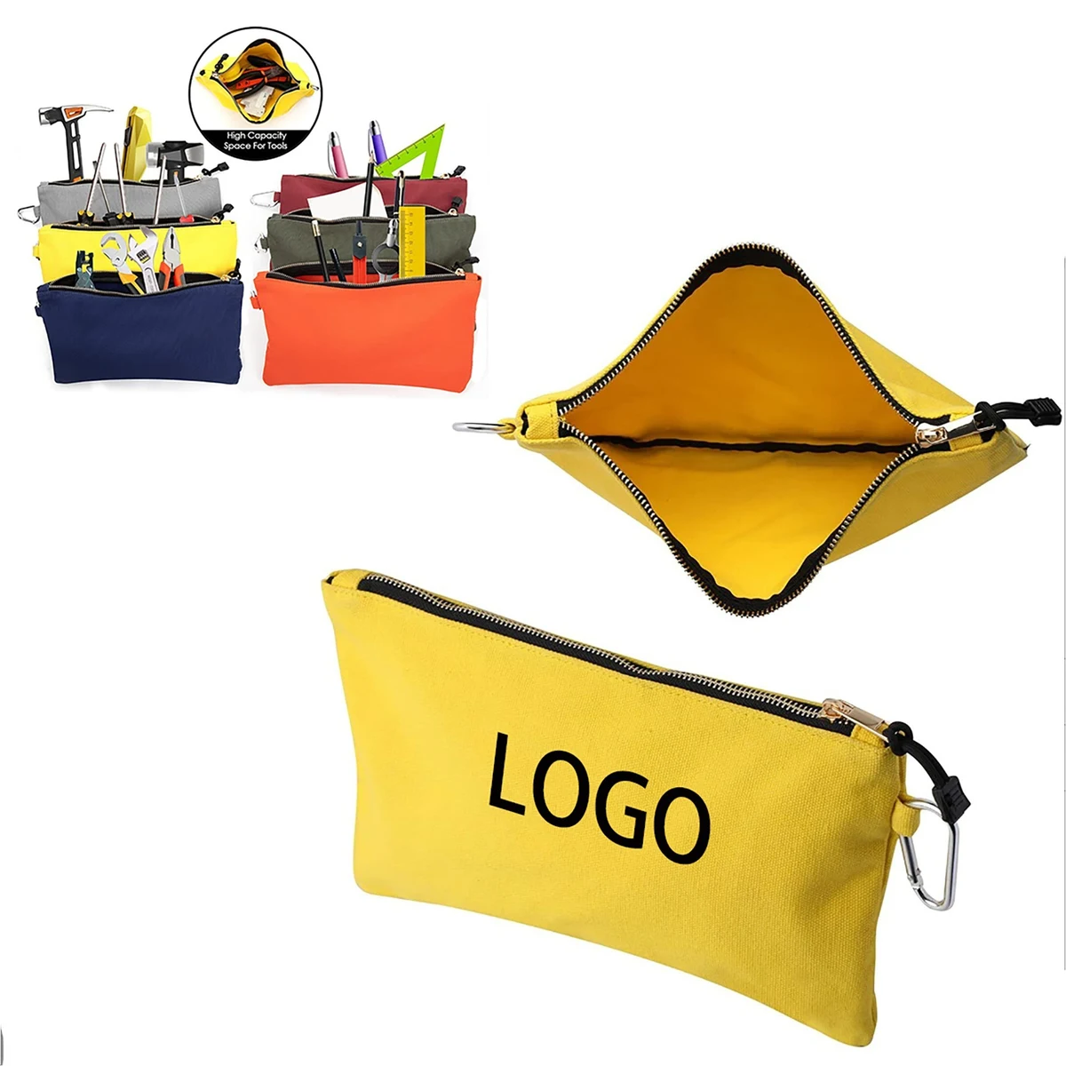 Canvas Tool Bag with Zipper and Carabiner 1