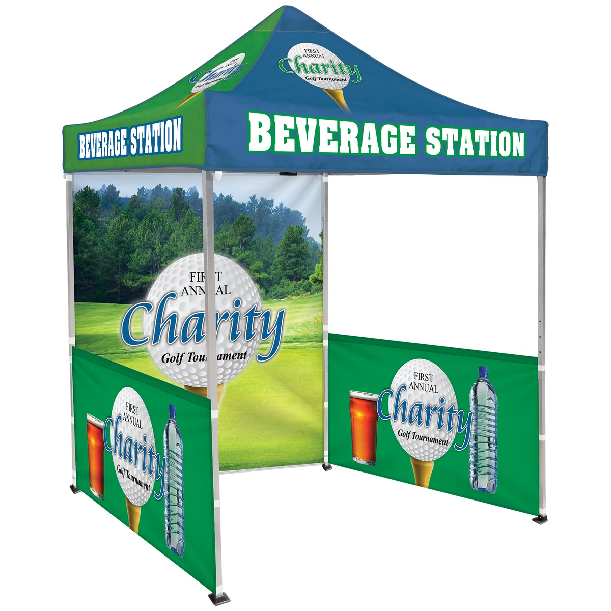 6.5' Square Canopy Tent with 1 Full Double Sided Wall & 2 Double Sided Half Walls 1